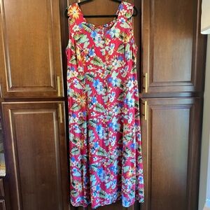 Vibrant Floral Maxi Dress Size L Very Light and Airy Smocked Back.